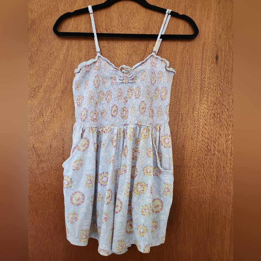 Medium Billabong Blue Smocked Floral Romper